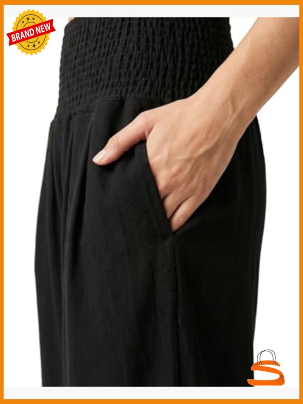Tall Wide Leg Palazzo Pants High Waisted Flowy with Pockets Long Inseam - Picture 5 of 7